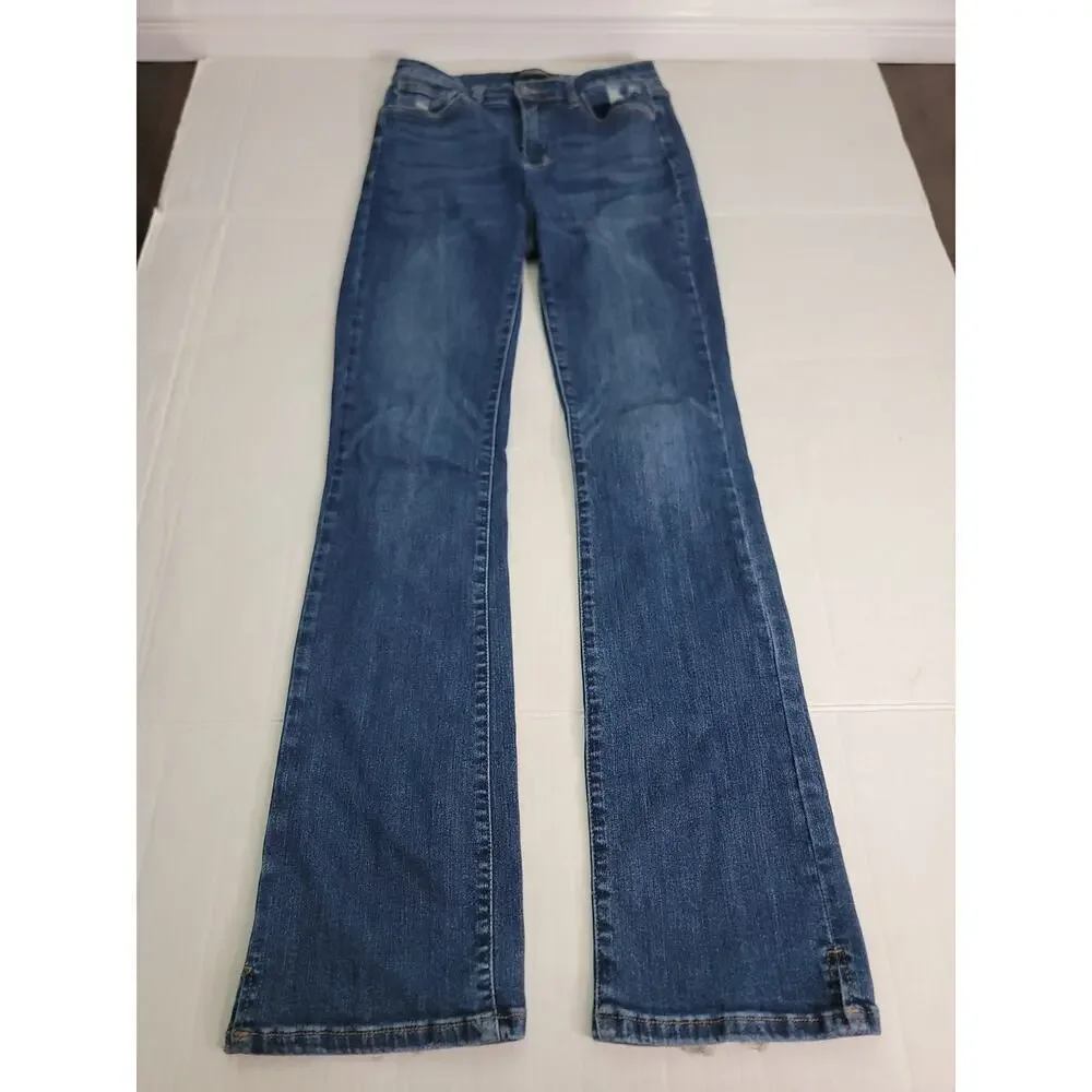 Judy Blue Jeans Womens SZ 28 Straight Boot Split Hem High Rise Stretch_2